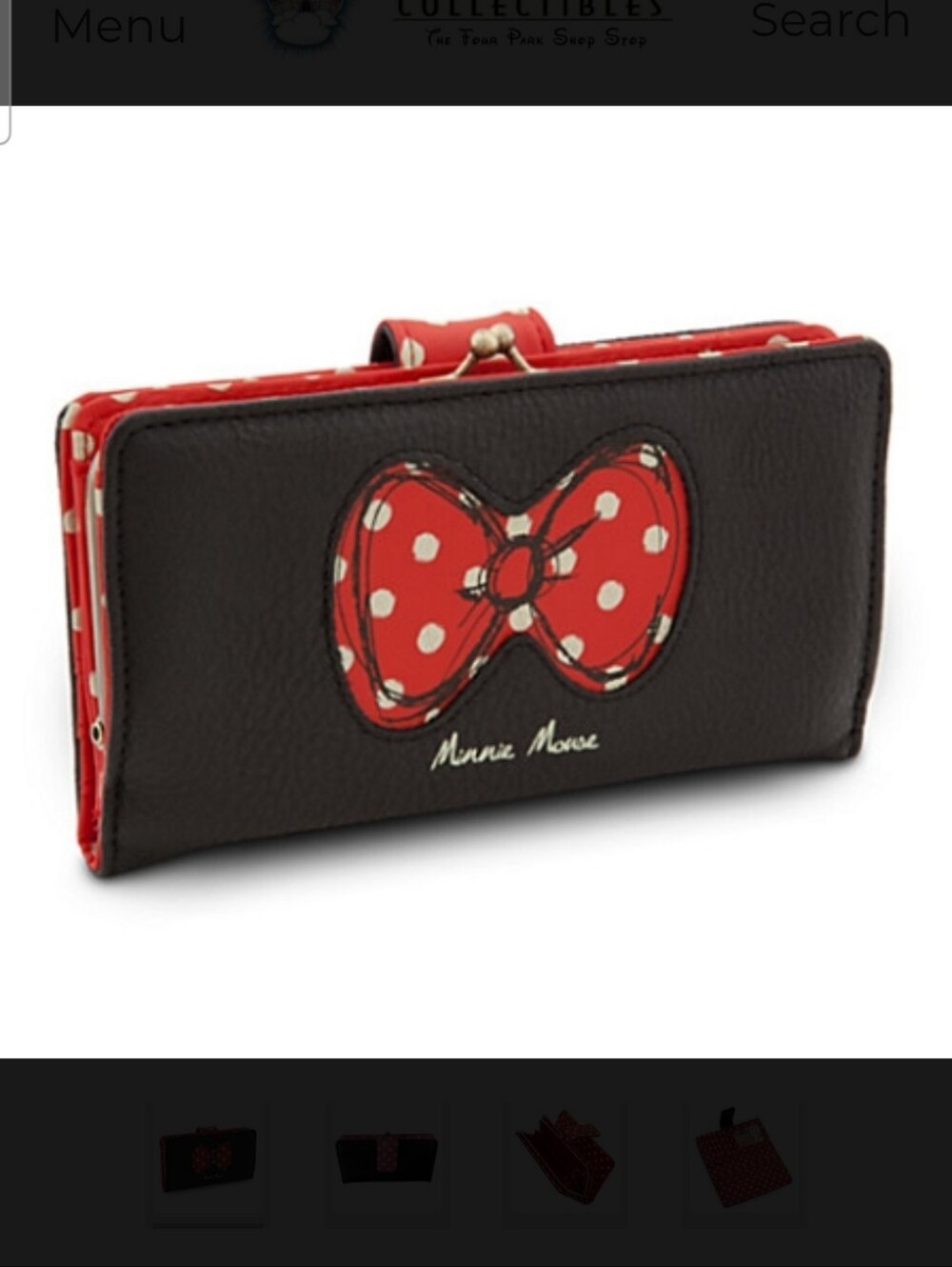 Disney Minnie Mouse Black Wallet with Red Polka Dot Bow